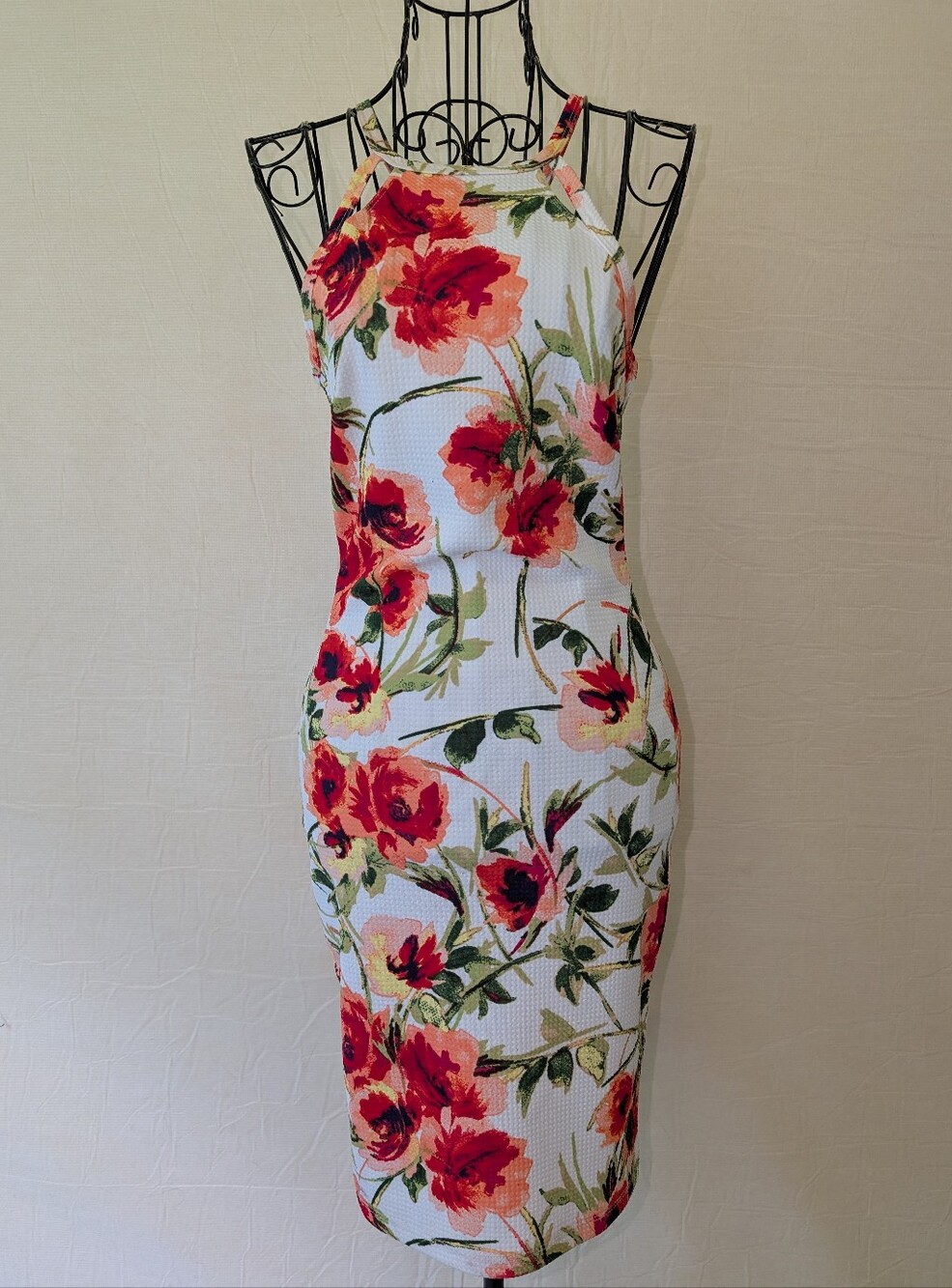 White Floral Cutout Dress